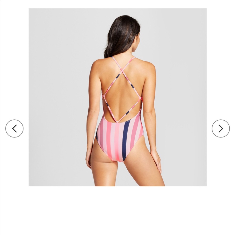 Pink striped one piece - Picture 2 of 3